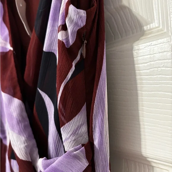 Ann Taylor Plum Floral Wrap Maxi Dress with Lavender Blooms - Picture 9 of 14